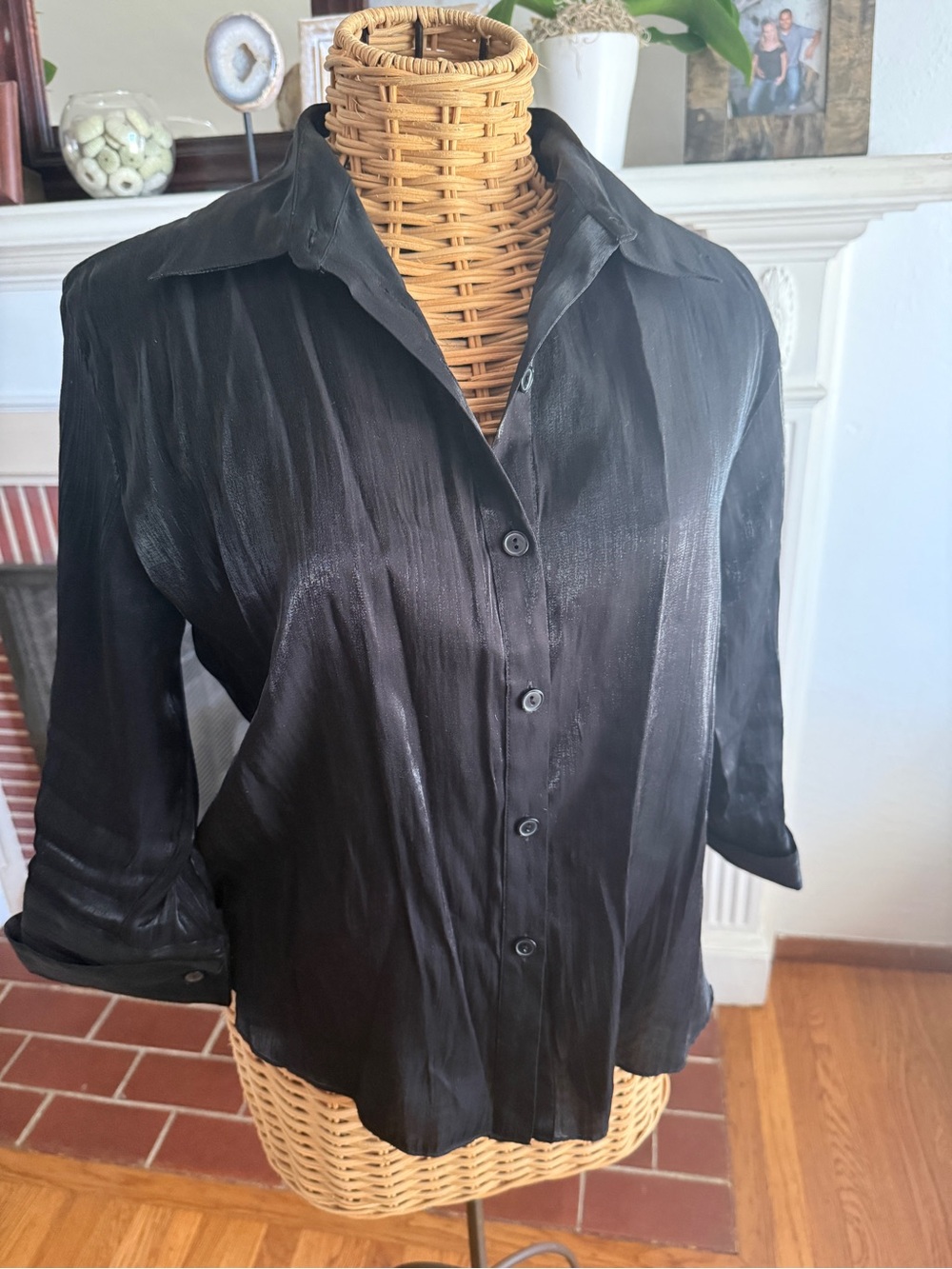 Vintage Nicola shimmer black chic blouse M